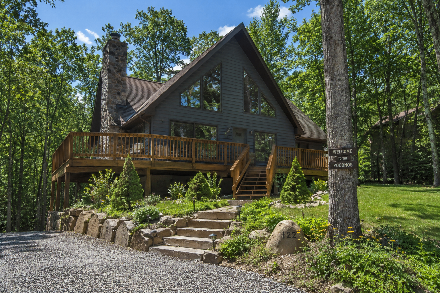 Pocono A-frame lakefront cabin